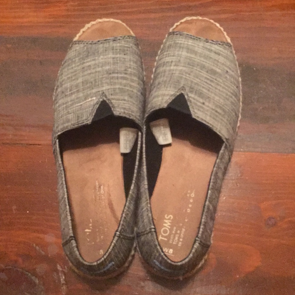 Peep toe Toms canvas black/white